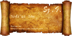 Szögi Ida névjegykártya